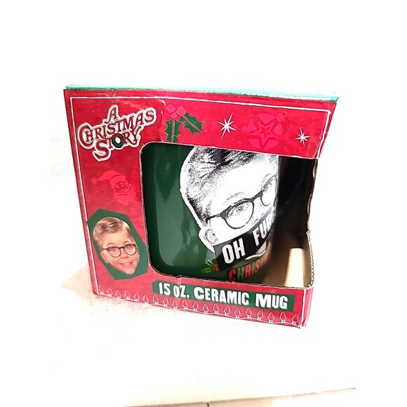 NIB Mug 15oz A Christmas Story “Oh Fudge” Holiday RALPHIE MUG Green - Picture 2 of 8